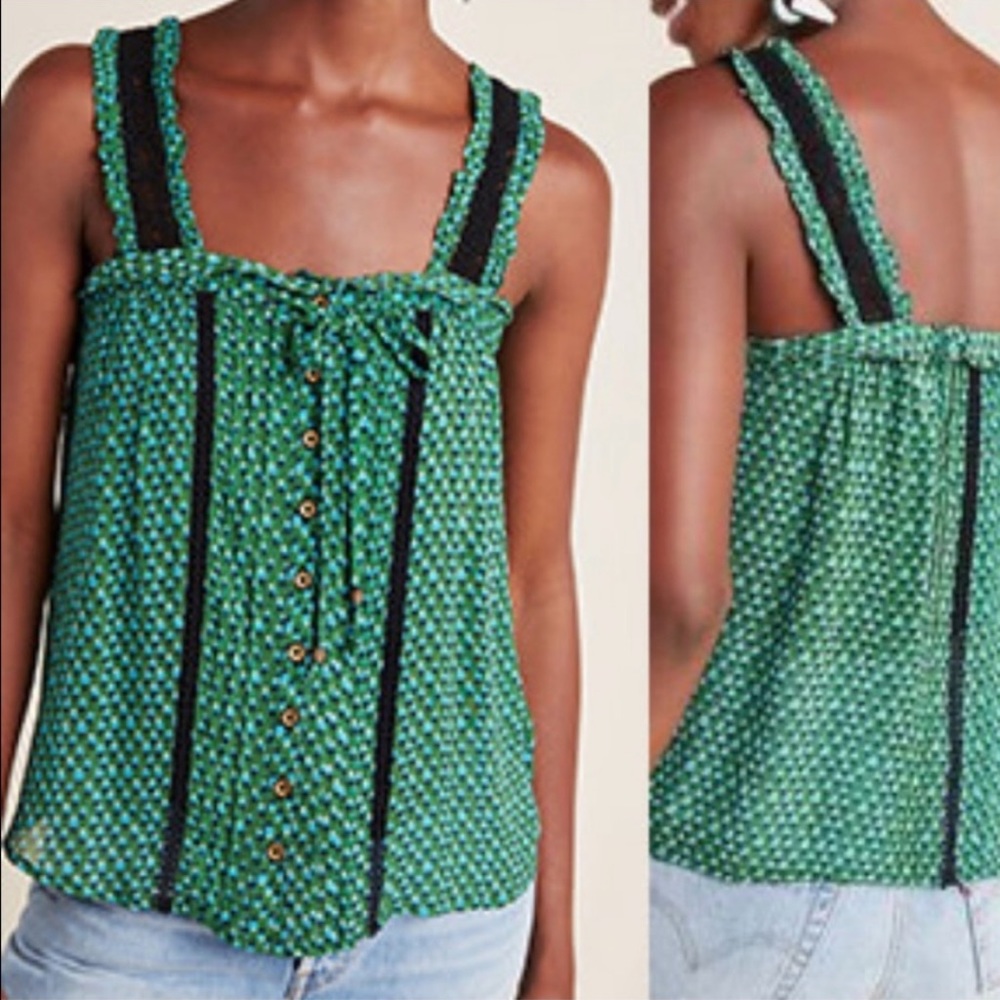 Anthropologie Green and Black Tank Top - Picture 2 of 13